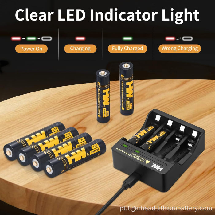 4PCS 1.5V AAA 1200mWh baterias de lítio recarregáveis